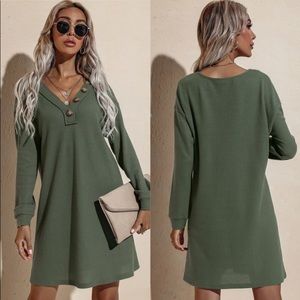 WAFFLE KNIT TUNIC - OLIVE, NWOT!